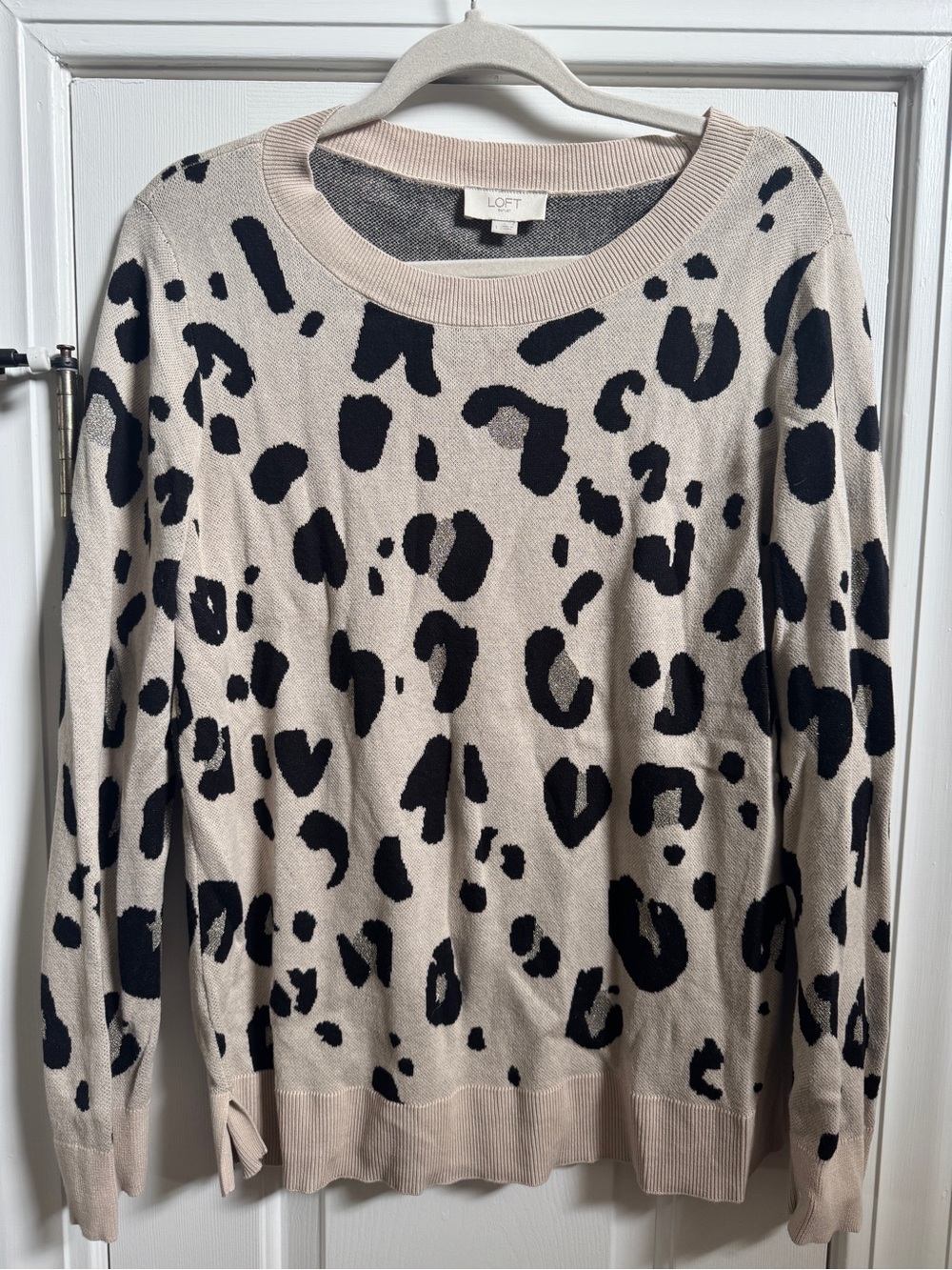 Lot of LOFT Beige and Black Leopard-Print Crewneck Sweater and Sleeveless top